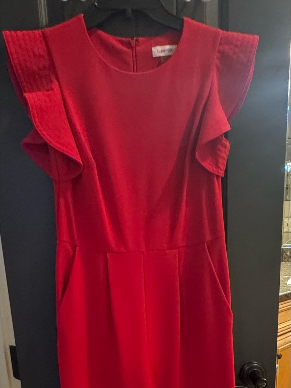 Red Flutter Sleeve Jumpsuit
